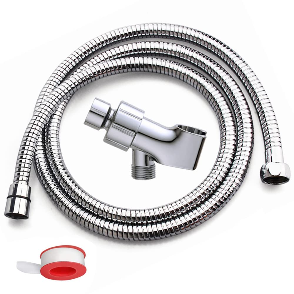mengdiya 79-inch expandable shower hose with chrome finish extends reach for rinsing