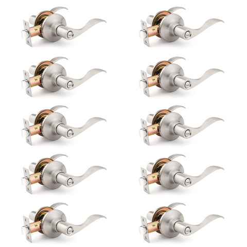 Mengico satin nickel privacy door lever pack for interior rooms, easy DIY install