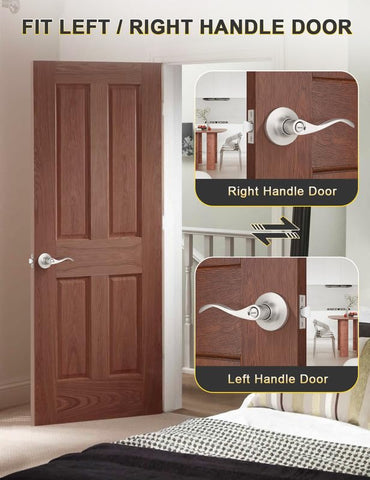 Mengico satin nickel privacy door lever side view shows slim profile for daily use