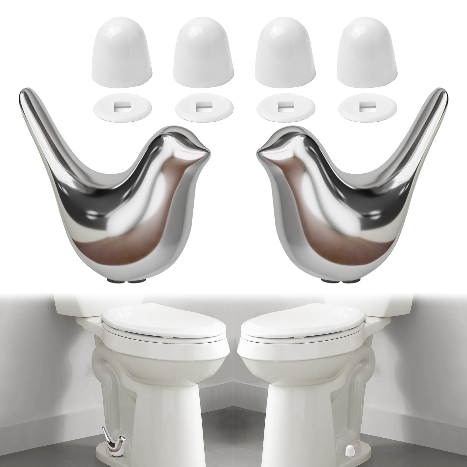MENNTY ceramic bird toilet bolt covers add whimsical charm while concealing rusted bolts.