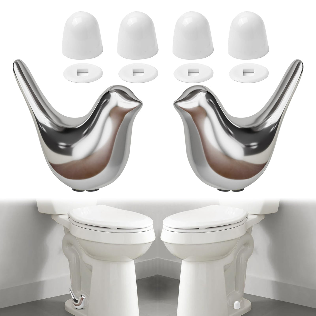 MENNTY ceramic bird toilet bolt covers add whimsical charm while concealing rusted bolts.