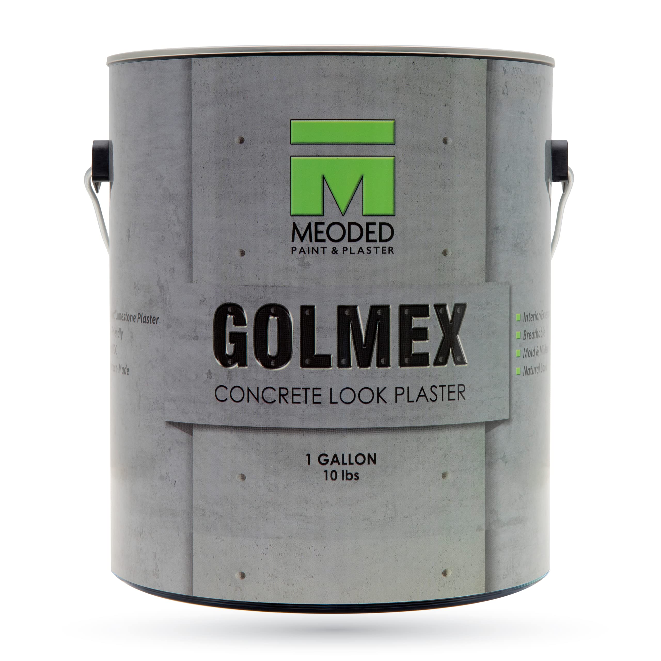 Meoded Golmex concrete-look plaster mix ready for durable interior and exterior walls