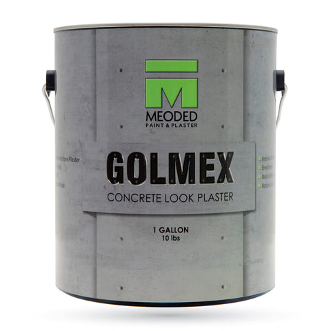 Meoded Golmex concrete-look plaster mix ready for durable interior and exterior walls