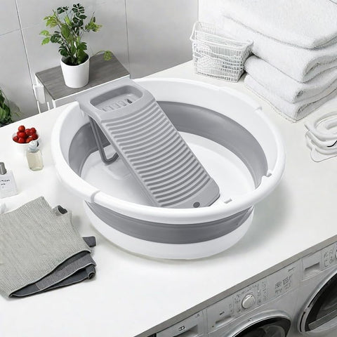 Washboard with scrubber integrated in meoenft basin