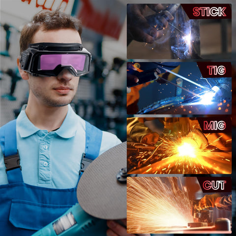 Meonum welding goggles with two arc sensors for safety