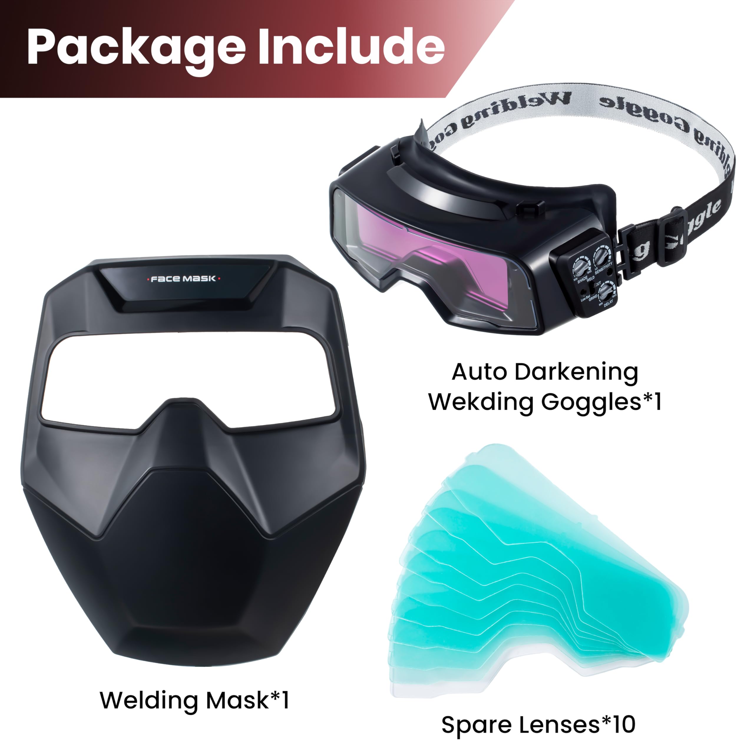 Meonum welding goggles side view showing adjustable silicone knob for comfort