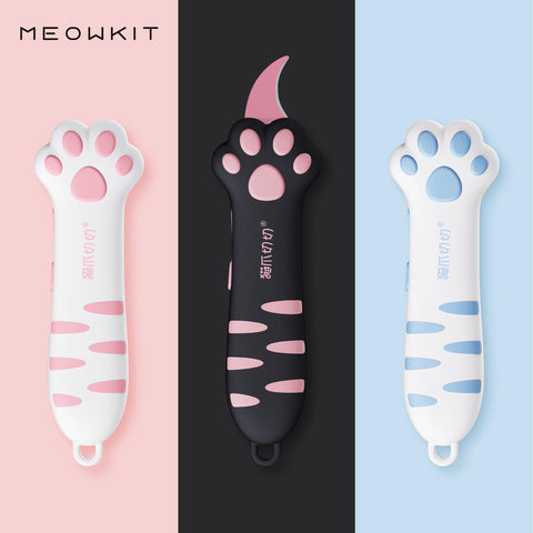MEOWKIT cat paw box cutter compact pocket storage design