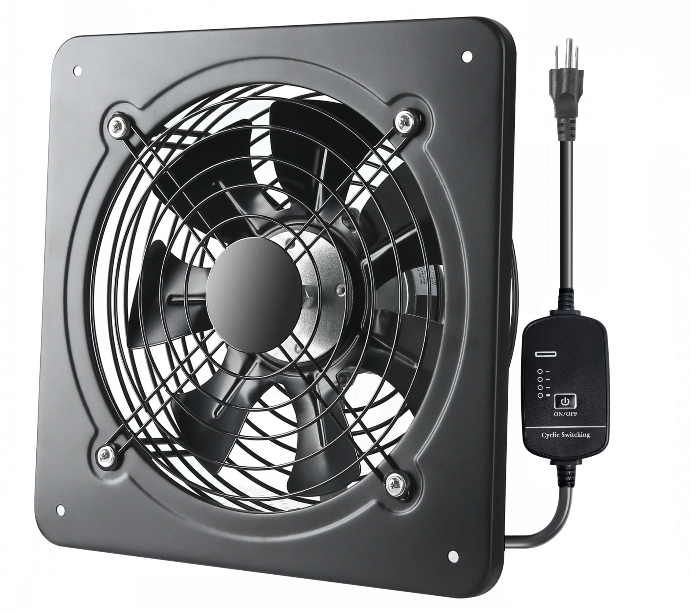 MEOZRI 12-inch window exhaust fan front view improving attic and garage air exchange