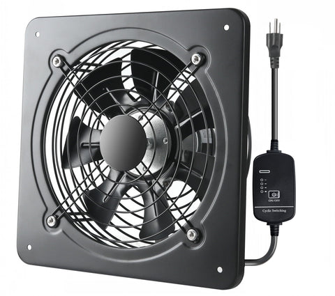 MEOZRI 12-inch window exhaust fan front view improving attic and garage air exchange