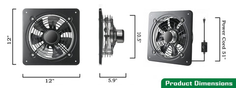 MEOZRI vent fan with mounting holes and control layout for easy setup