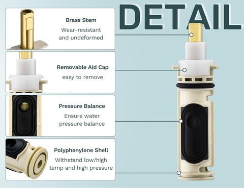 Merdicment brass body construction detail for durable cartridge replacement.