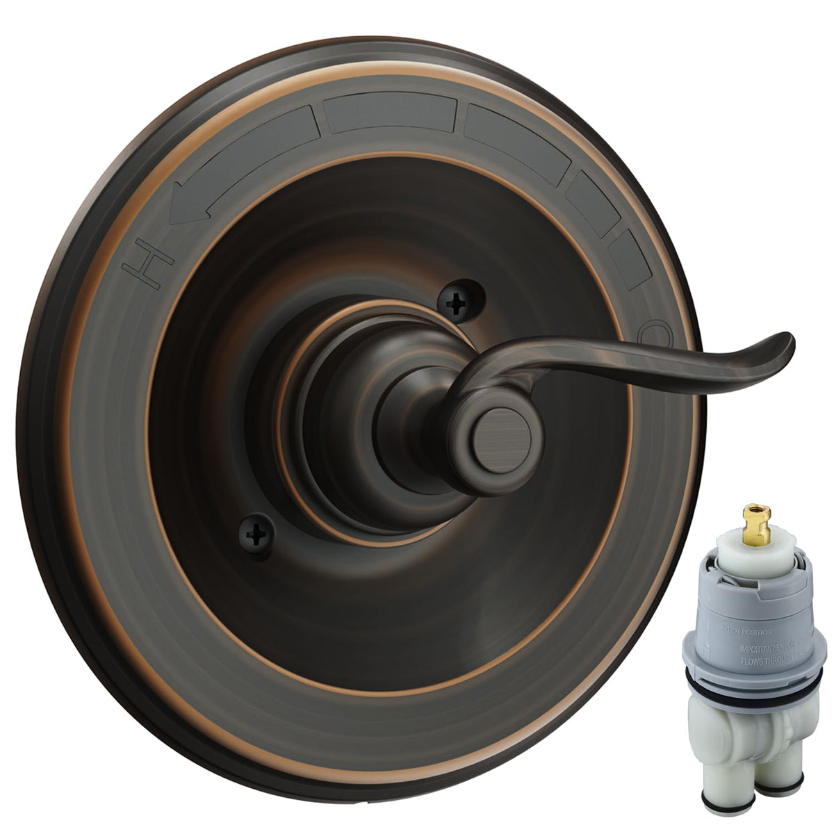 Merdicment BT14096-OB trim handle close-up with durable oil rubbed bronze finish.