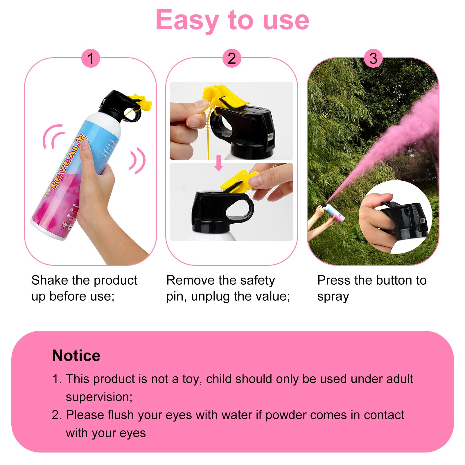 Merear four pink extinguishers included for coordinated gender reveal setup.