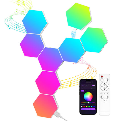 MeRGBWLife hexagon 8-pack collection for versatile wall layouts and vibrant color options.