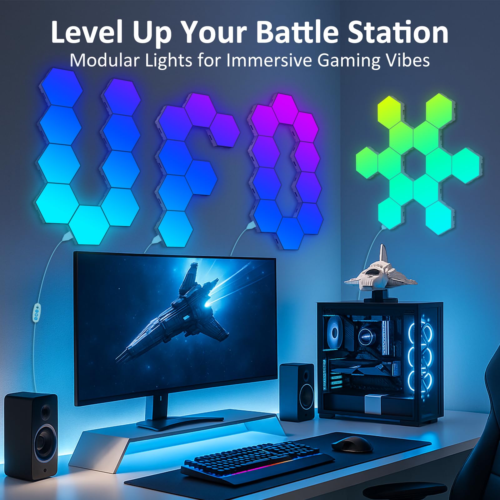 MeRGBWLife hexagon panel music-sync lighting for immersive entertainment.