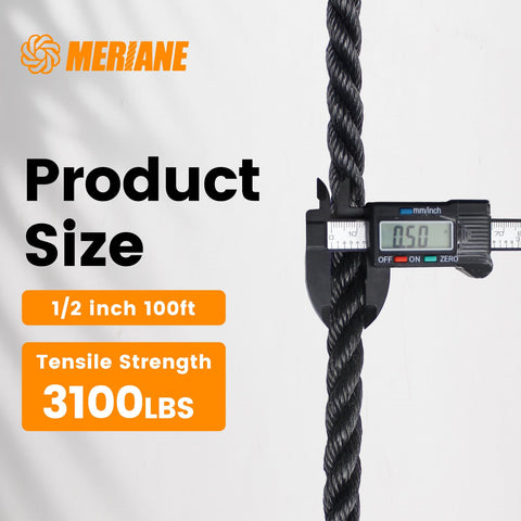 MERIANE break-strength 3500lbs rope, robust for heavy loads and demanding tasks.