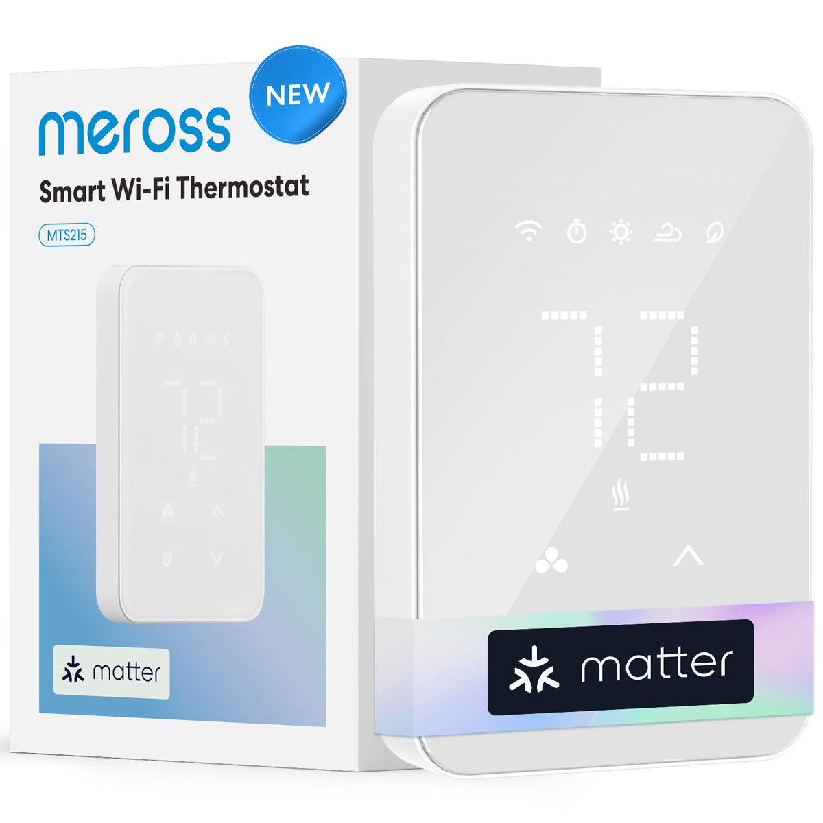 Meross Matter thermostat mounted on electric baseboard with precise temperature control