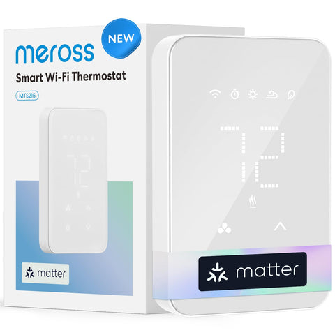 Meross Matter thermostat mounted on electric baseboard with precise temperature control