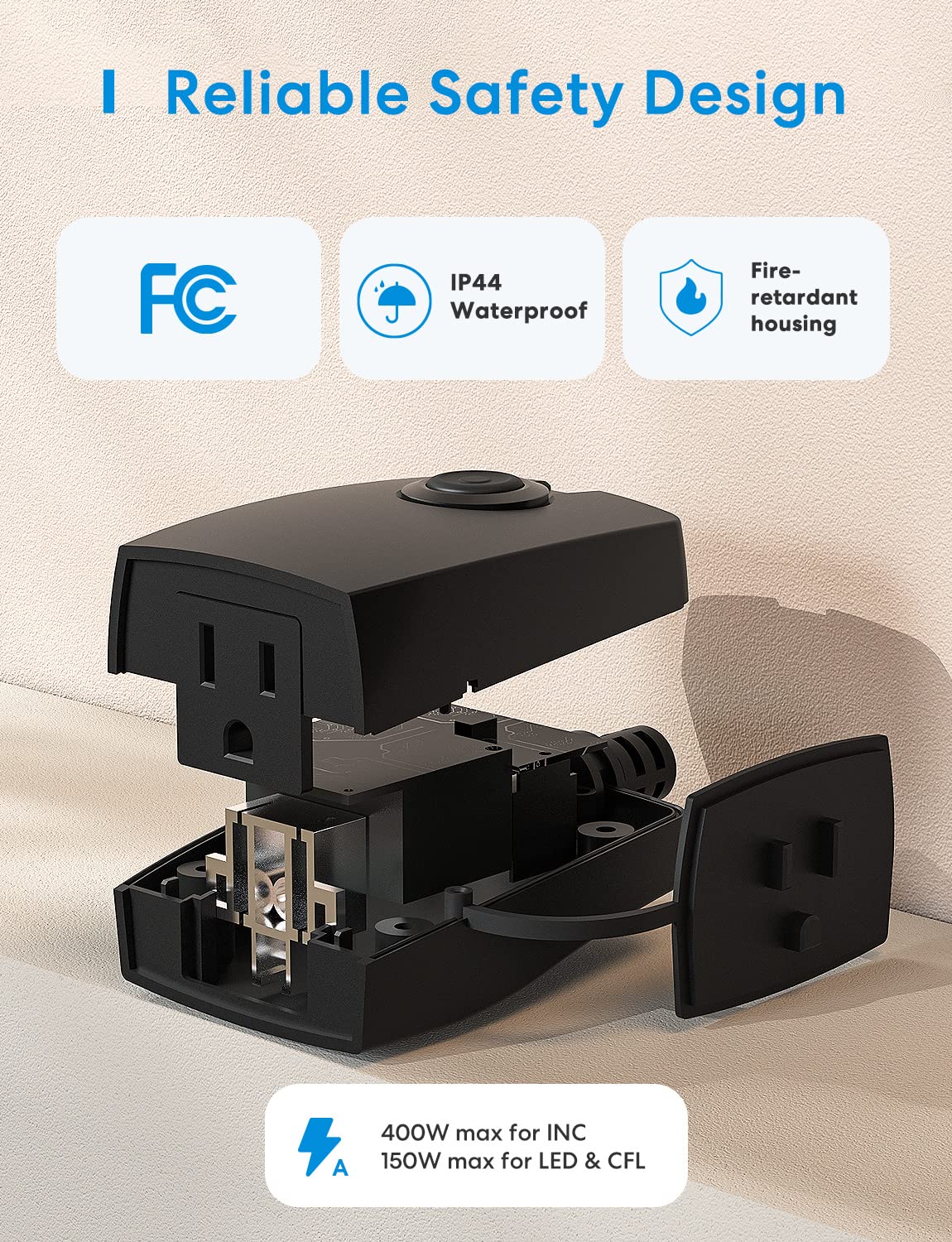 Meross dimmer plug controlled from app for remote lighting.