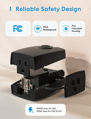 Meross dimmer plug controlled from app for remote lighting.