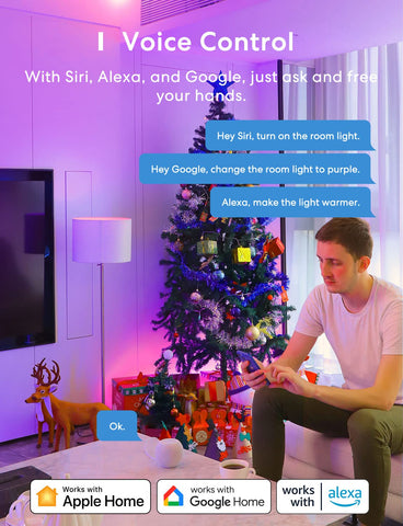 Meross bulb controlled via WiFi app from anywhere