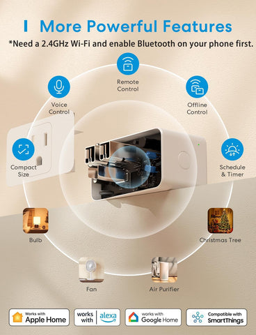 meross Smart Plug Mini voice control with Siri and Alexa for hands-free operation.