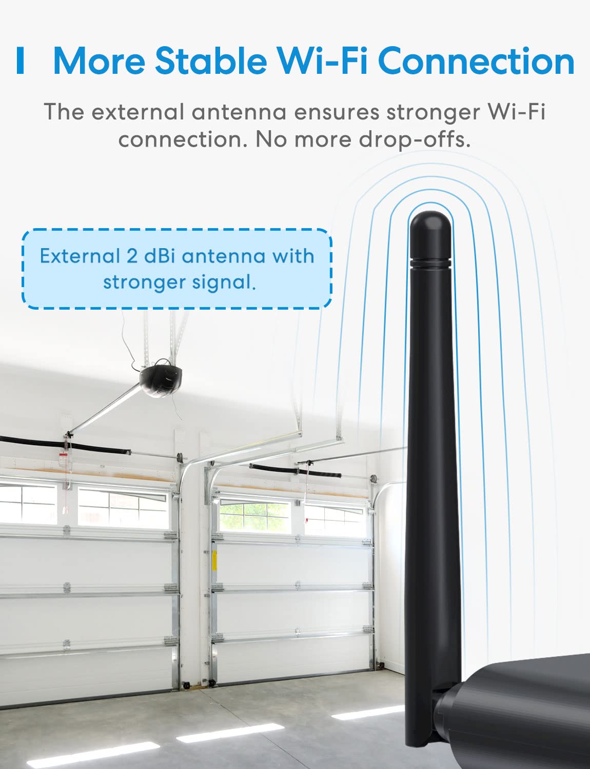 Meross three door setup with external antenna enables multi door control