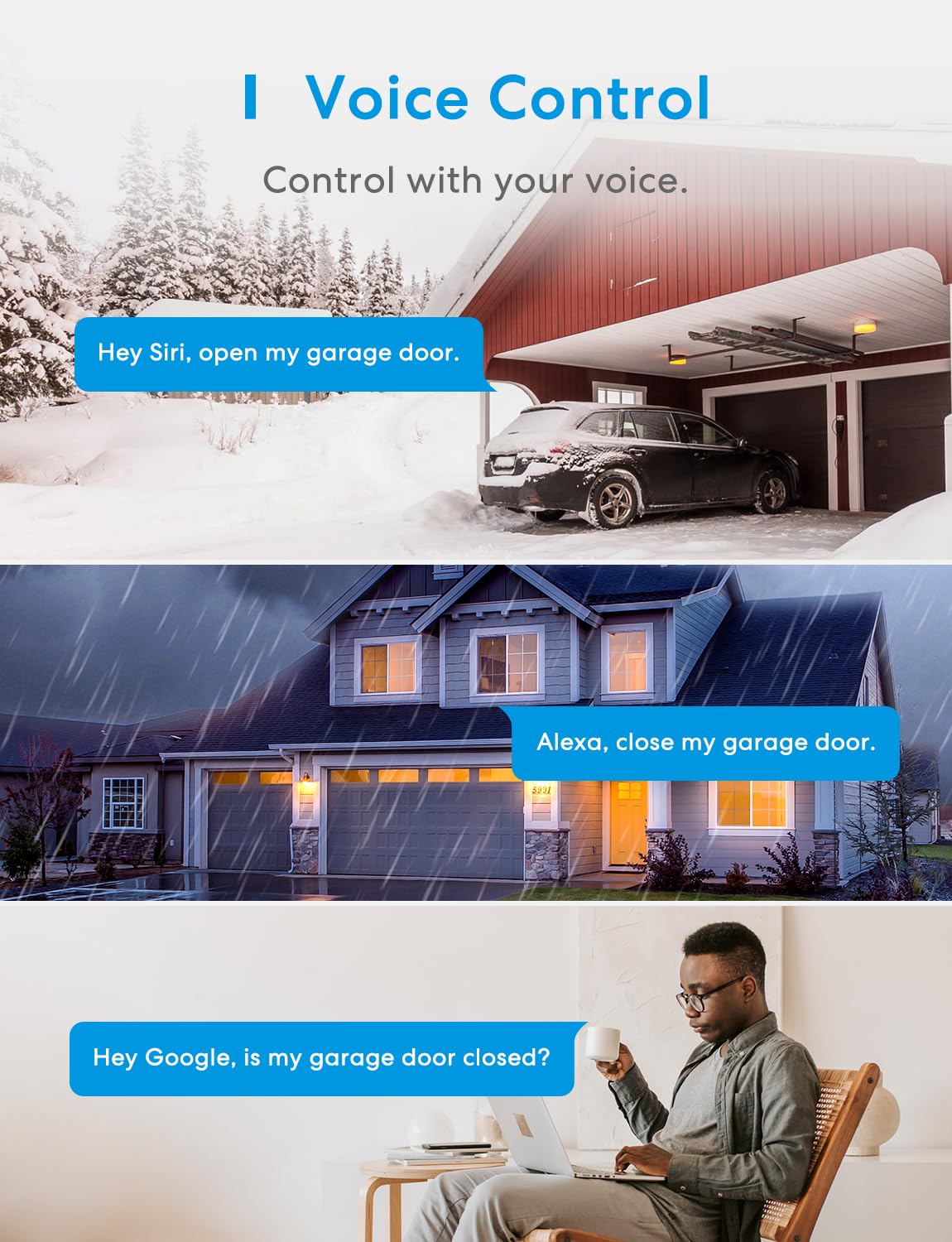 Meross voice control supports Siri, Alexa, and Google for hands free operation