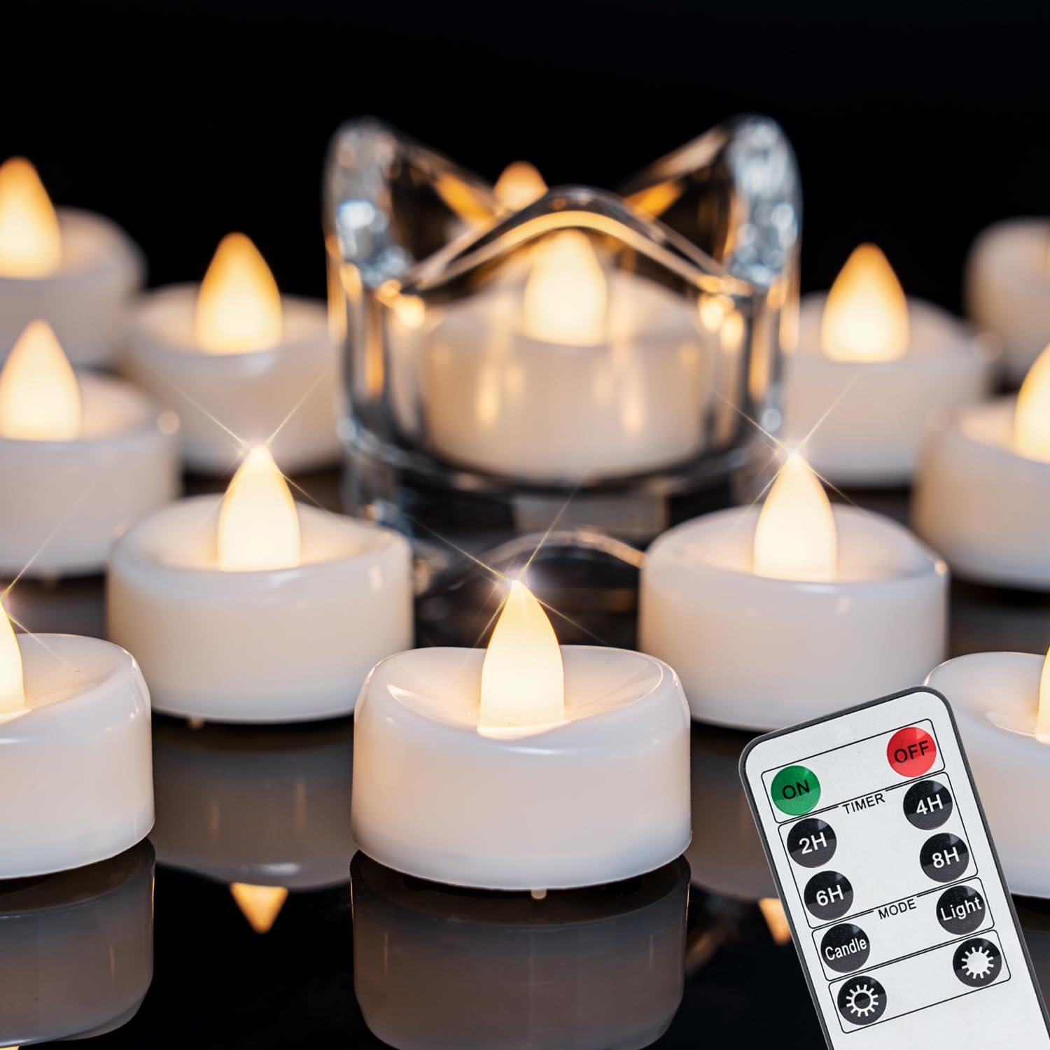 Merrynights remote tea light set glows softly for elegant table decor