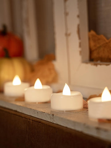 Merrynights twelve-pack flameless tea lights for festive tables