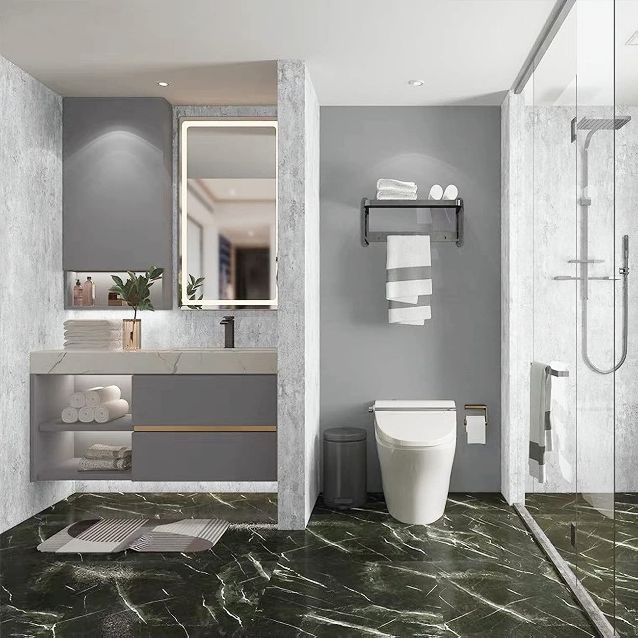 Mervercoy grey wallpaper finished look with seamless splicing