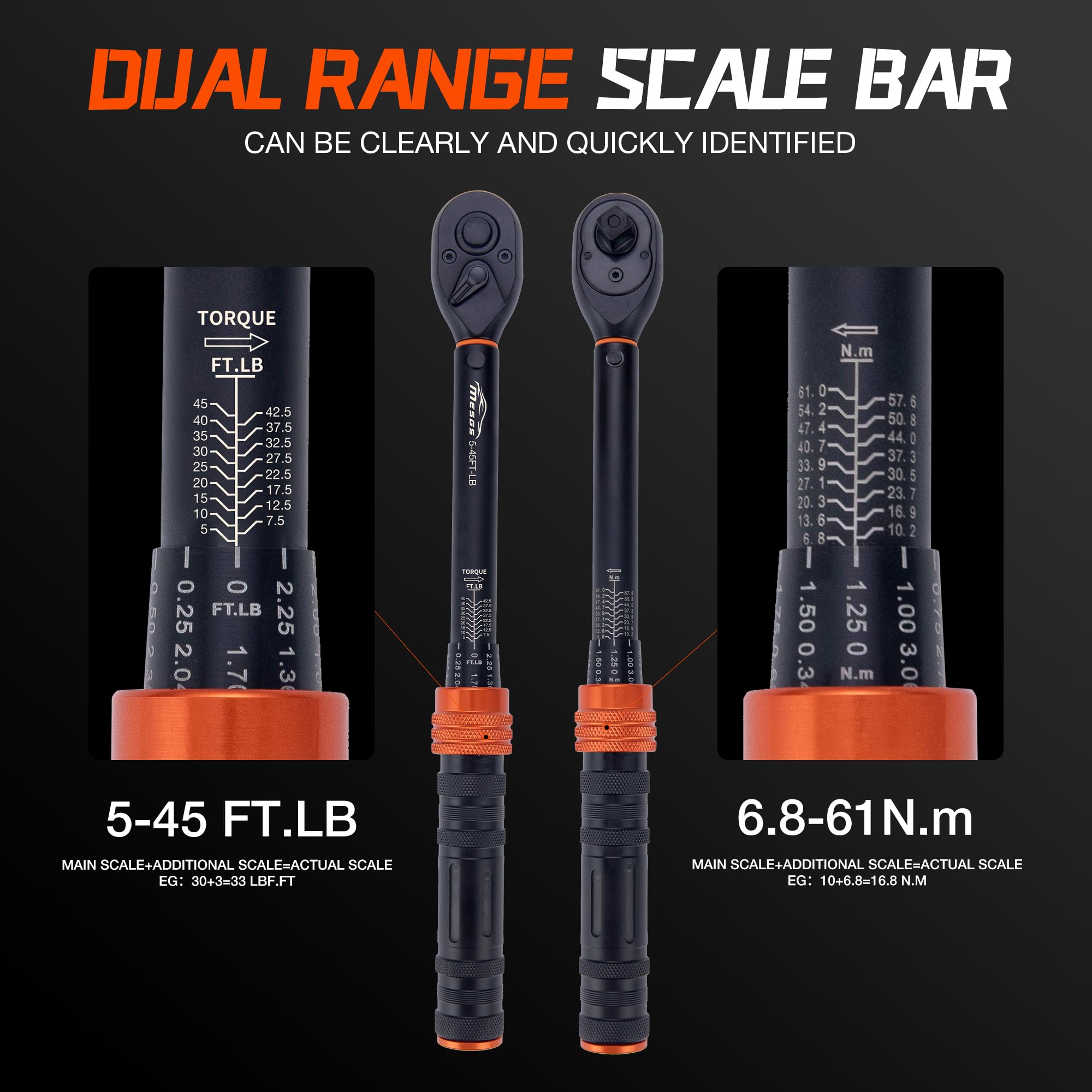 MESGS black-orange finish enhances visibility and durability in workshop environments.