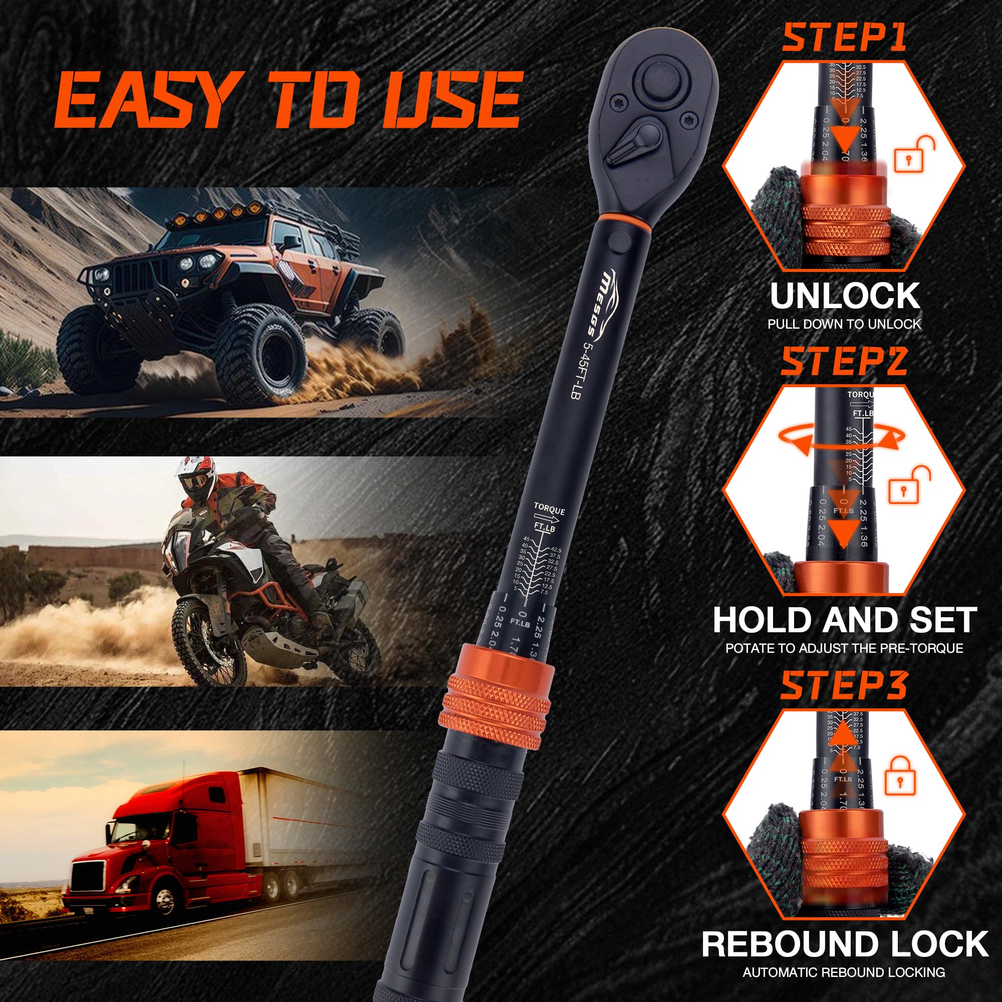 MESGS quick-release mechanism speeds setup in busy repair tasks.