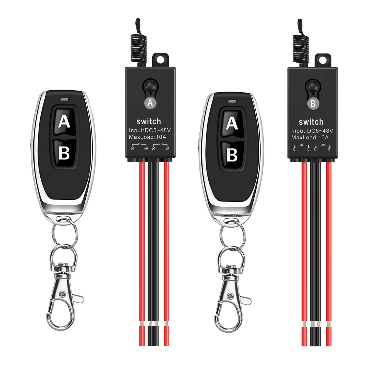 Meskliu 12V remote control switch front view shows compact design for tight spaces.