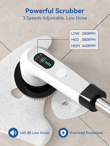 Mesqool extendable handle reaches high and low surfaces comfortably.