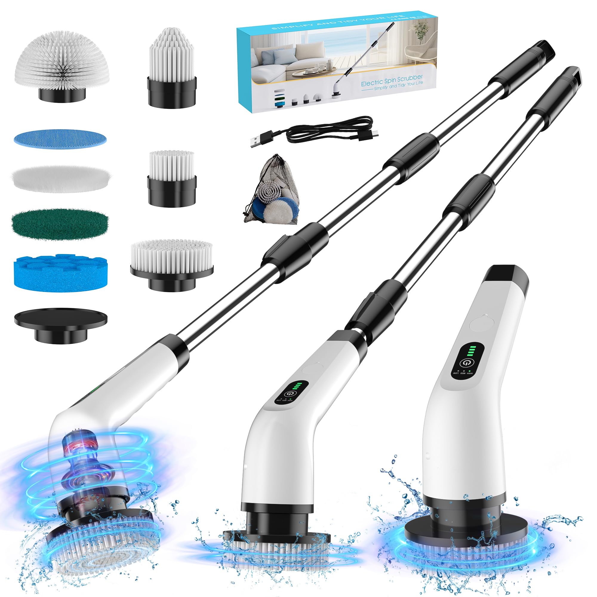Mesqool Electric Spin Scrubber main unit for easy bathroom cleaning.