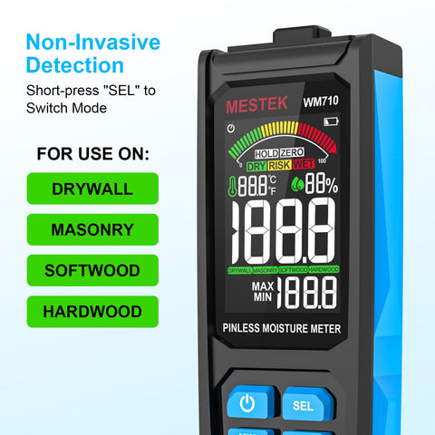MESTEK building-material moisture tester checks plaster and mortar for material moisture.