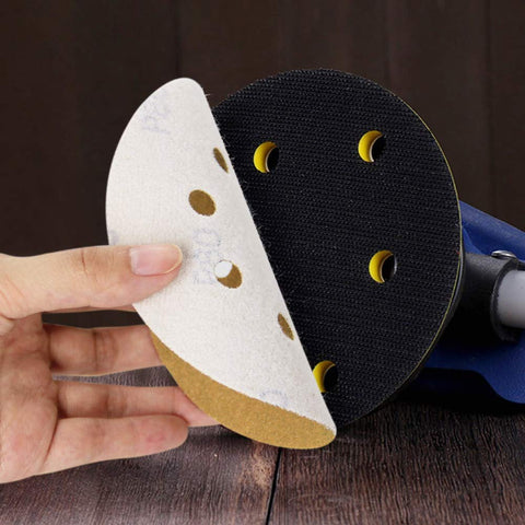 Mestool hook-and-loop backing enables quick, tool-free disc changes