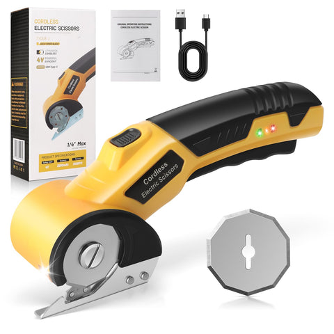 MESUADESI cordless electric scissors front view shows compact design for precise cutting.