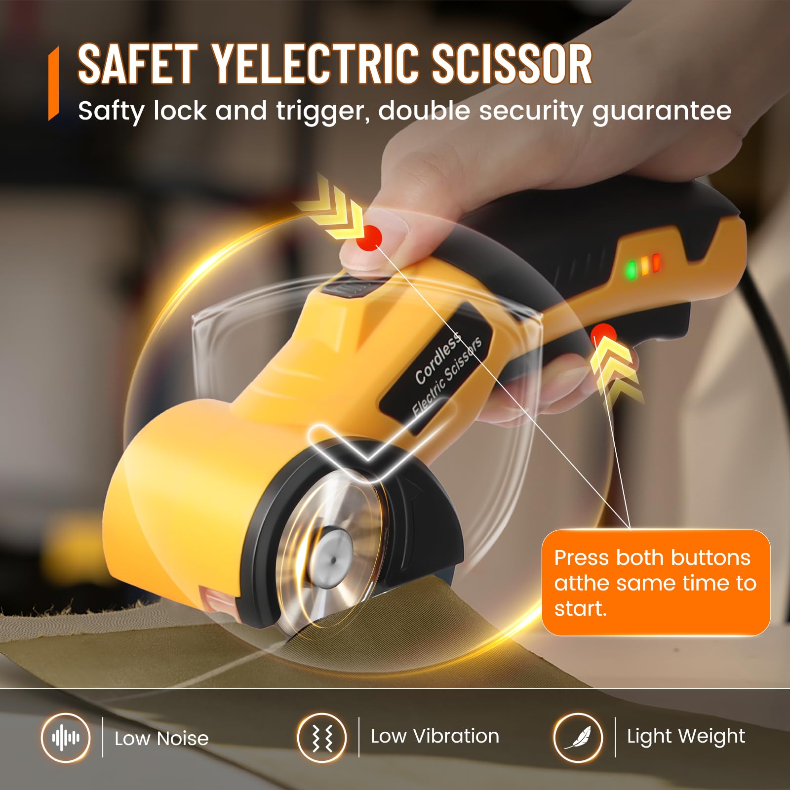 MESUADESI electric box cutter with safety guard enables secure material cuts.