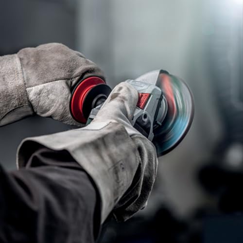 Metabo angle grinder with side handle for reduced fatigue and precise cuts