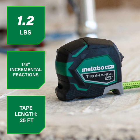 Metabo HPT measuring tape nylon-coated blade for durability on site