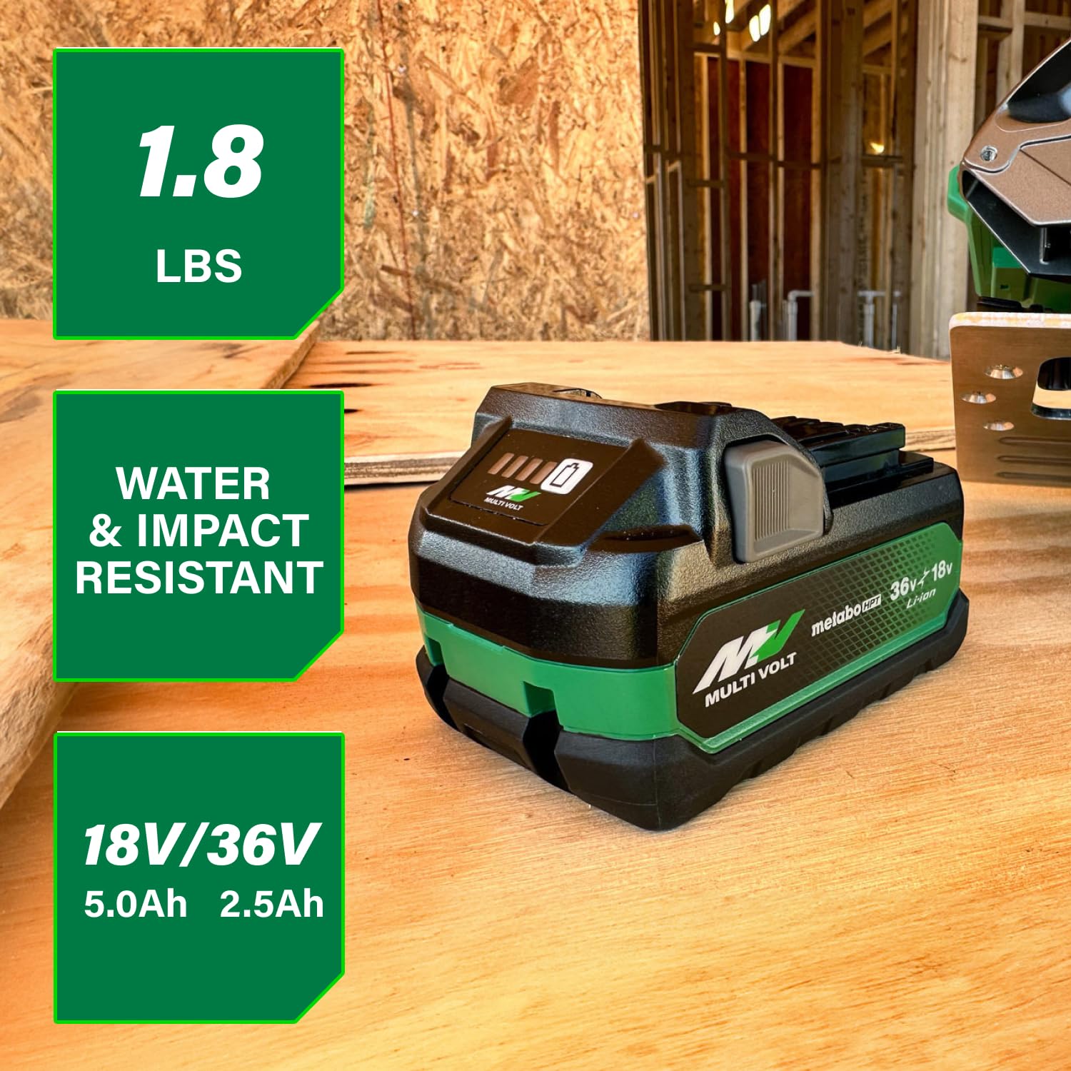 Metabo HPT MultiVolt battery impact-resistant layer for tougher jobsite use