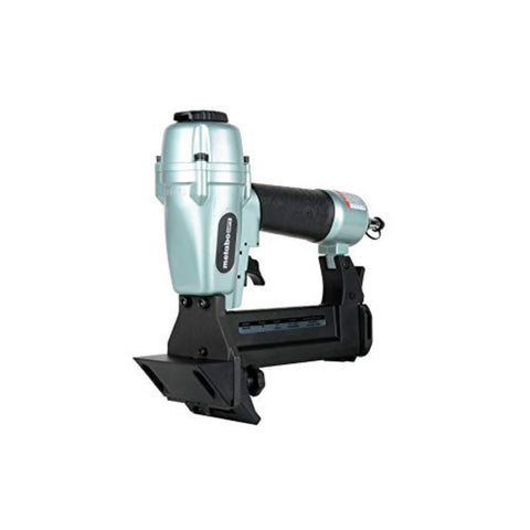 Metabo HPT N4004AB flooring stapler side view shows compact profile for overhead installs.