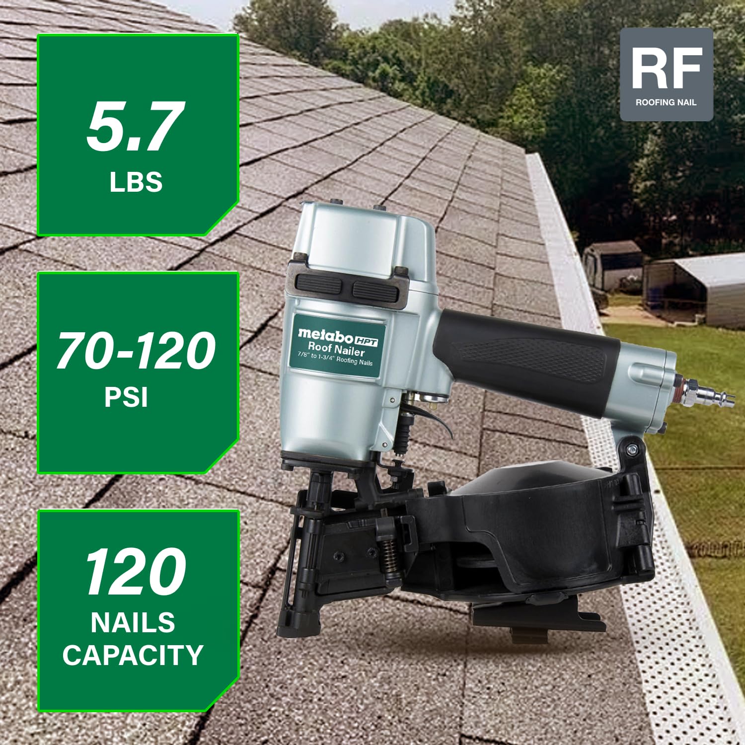 Metabo HPT NV45AB2 with 16-degree magazine ready for varied nails