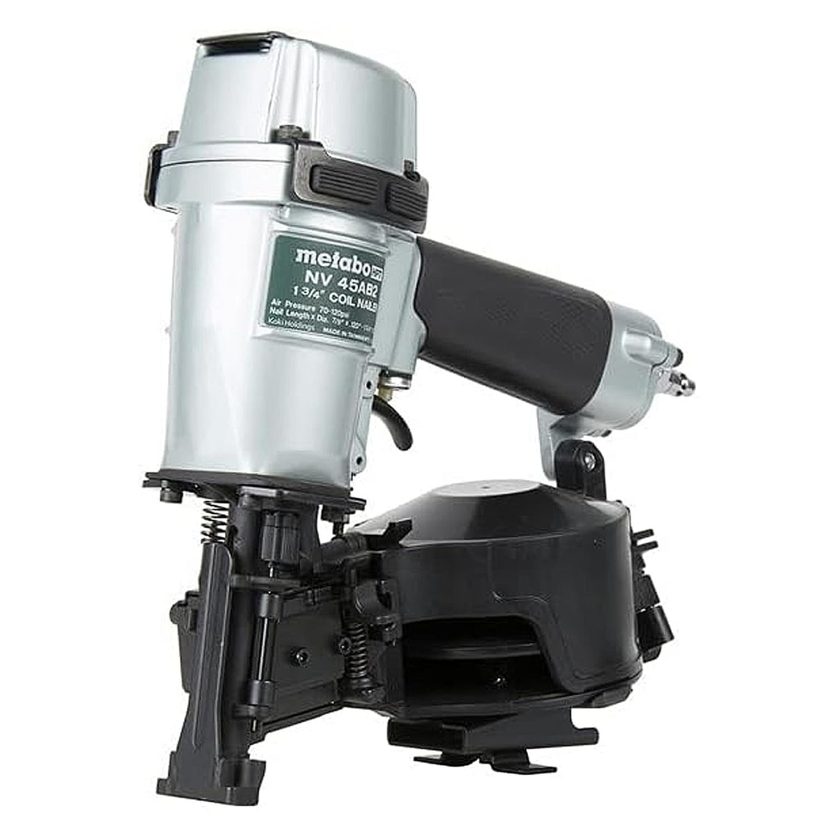 Metabo HPT NV45AB2 roofing nailer in action driving shingles efficiently