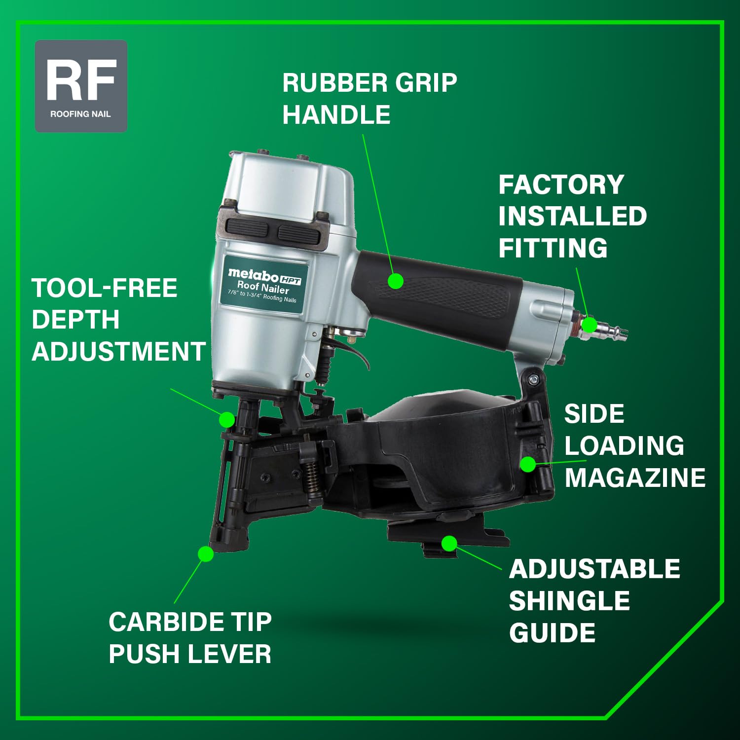 Side-loading magazine for quick nail replenishment during roofing sessions