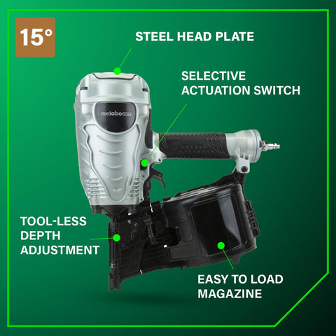 Depth-of-drive dial on NV90AG(S) enables flush fastening across materials.