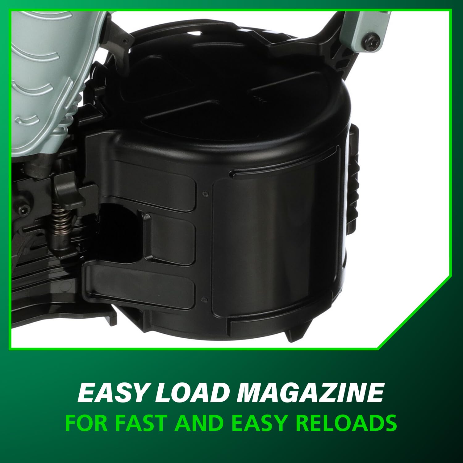 Steel head plate on NV90AG(S) boosts durability in daily construction work.