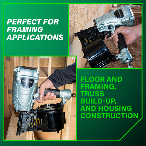 NV90AG(S) tilt-magazine loading demonstrates quick reloading during busy framing tasks.